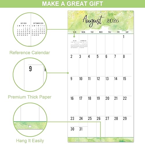 2026 Wall Calendar - 12" X 24" Open, Large Grid Monthly Calendar With Thick Paper, Big Blocks For Planning