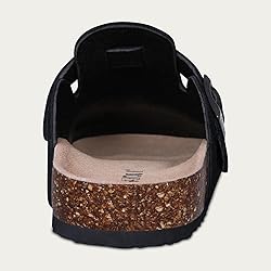 KIDMI Women's Genuine Suede Clogs Cork Footbed