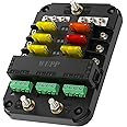 WUPP 12V Fuse Block with Relay, Automotive 6 Circuits Fuse and Relay Box With ACC Interface, Universal Fuse Block and Relay Kit for Cars Trucks Marine Boat