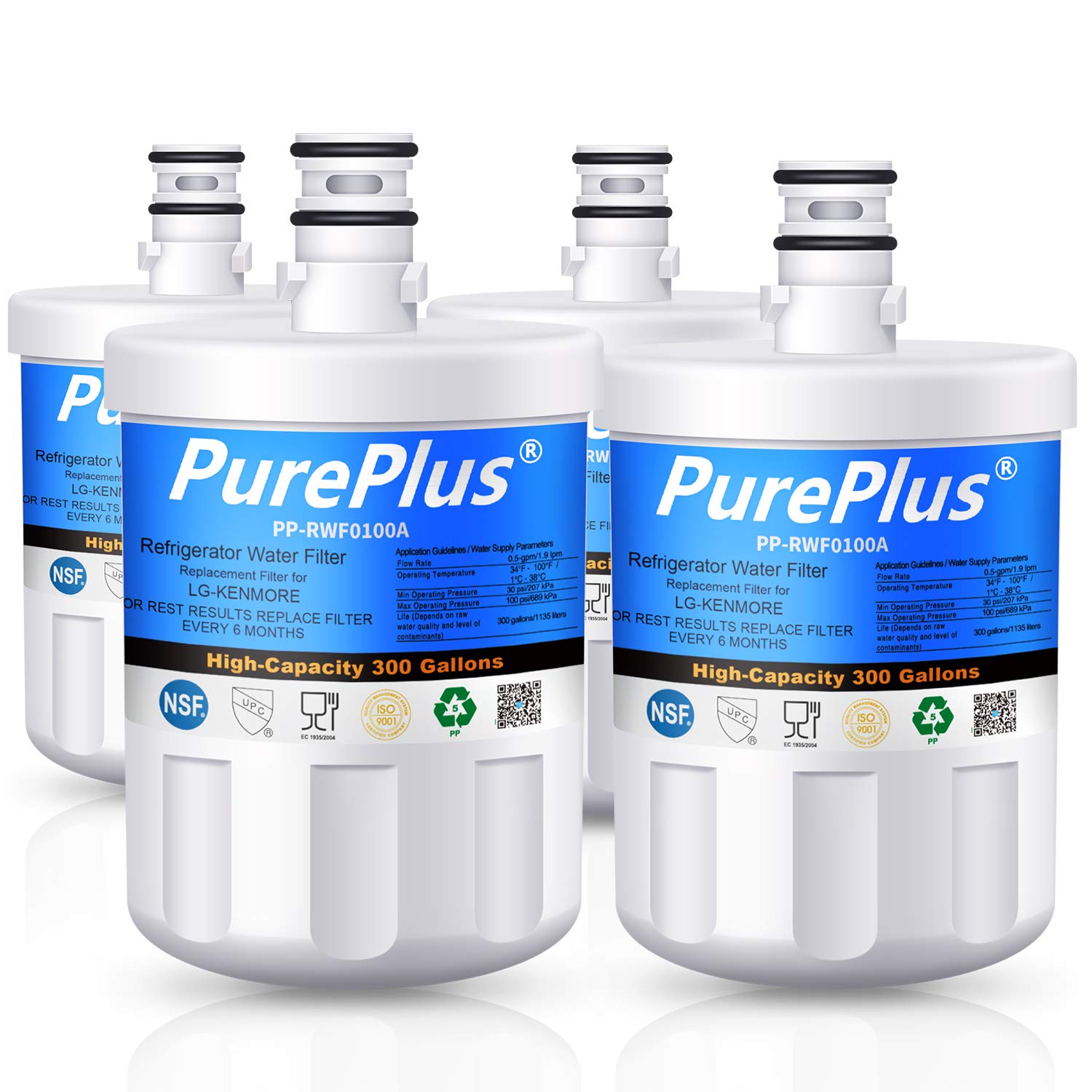 4 Pack Refrigerator Water Filter Fits LG ADQ72910902 LFX25973D FML1