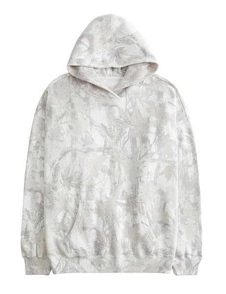 WOMEN CAMO HOODIES MAPLE LEAF OVERSIZED FLEECE HOODED...