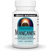 Source Naturals Manganese, 10 mg - 250 Tablets | Amino Acid Complex - Supports Energy Production*