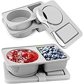 QUPIVA 3 Pack Silicone Reusable Snack Containers with Lids, Double Compartment Snackle Box Container, Leak-Proof and Portable Silicone Food Storage Box for Lunch, Adults Office, Travel, Picnic