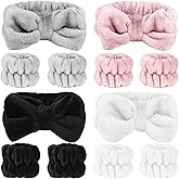 SLNZAPTY 12 PCS Face Wash Headband Wristband Set for Women Girls, Soft Microfiber Facial Spa Hair Wraps Makeup Skincare Bath 