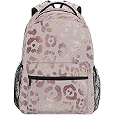 Leopard Print Cheetah Rose Gold Backpack for Girls School Bags Bookbags Travel Daypack Bag One Size