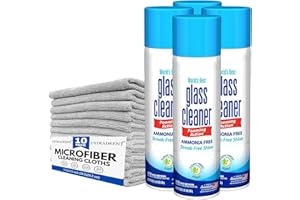 USTRADEENT Sprayway' Glass Cleaner - Foam Action Cleaner - 19 Fl Oz, (4 Pack) - Bundle With Premium Microfiber Cleaning Cloth (With 10 Grey Microfiber Cloth)