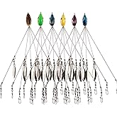 KULPORT Alabama Rig for Bass Fishing - 6PCS Umbrella A-Rig Lure with 4 Willow Leaf Blades, Freshwater/Saltwater Swimbait for Trout, Perch, Walleye