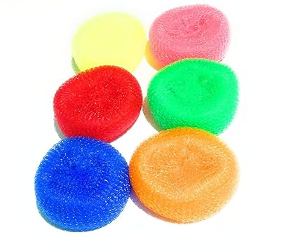 Aviyansh Enterprises Plastic Scrubber Round (Set of 6), Nylon Scrubbers for Teflon pots and Pans Cleans up Big Messes with Little Effort Safe for Non-Stick cookware