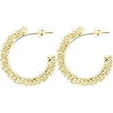 0.90" Inch Knot Texture Huggie Hoop Earrings, 18k Yellow Gold Filled