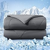 bedsmile Cooling Comforter Twin Size, Double-Sided Cold Tech Fabric Quilted Bed Comforters Cooling Blanket for Hot Sleepers, Breathable Lightweight Summer Bedding, All-Season Ice Blanket, Dark Gray