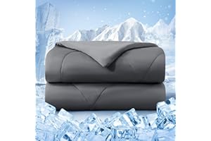 bedsmile Cooling Comforter Queen Size, Double-Sided Cold Tech Fabric Quilted Bed Comforters Cooling Blanket for Hot Sleepers, Breathable Lightweight Summer Bedding, All-Season Ice Blanket, Dark Gray