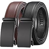 SENDEFN 2 Pack Ratchet Belt Men, Men Leather Belts in Gift Set Box for Dress Casual, Size Adjustable Trim to Fit