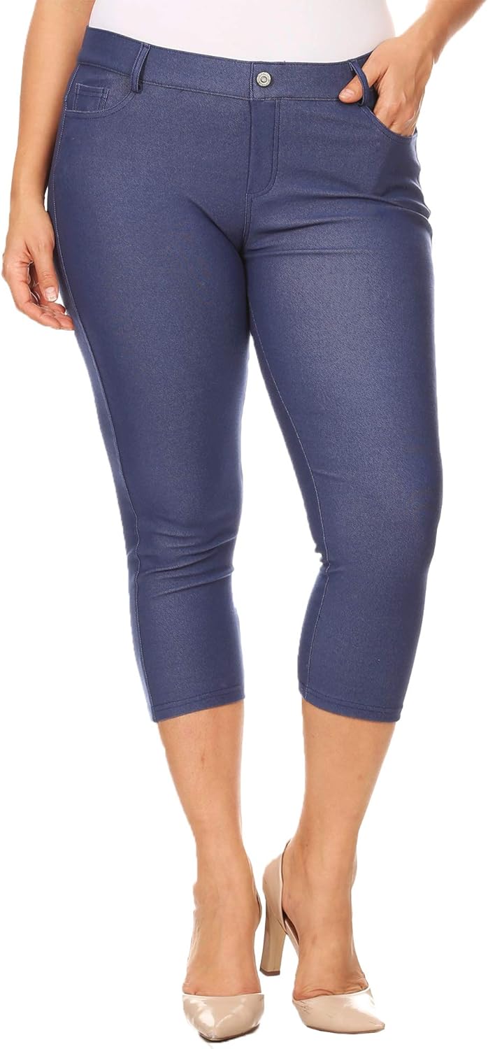 blue jean capri leggings