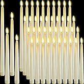 Rossesay 48 Pcs Flameless LED Taper Candles Battery Operated Candles 4 Sizes of 8.5'', 9.65'', 10.83'', 12.8'' Flameless Candlesticks Flickering for Halloween Christmas Church Wedding(Ivory)