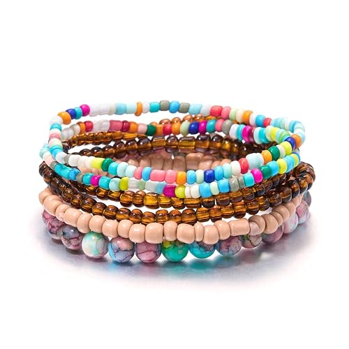 SENLINLU 6Pcs Friendship Bracelets, Bohemian Bracelet, Themed Friendship Bracelets Set, Concert Bracelets, Colourful Beaded Friendship Bracelets For Girls Boys Women Music Lover Fans