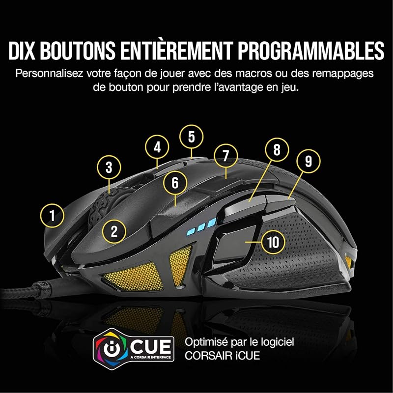NIGHTSWORD RGB Souris de Jeu FPS/MOBA Filaire – Noir