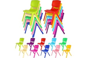 FairySandy 10 Pcs School Chairs Stackable 11 Inch Plastic Preschool Chairs Classroom Stack Seating Chairs for Kids Children Student Toddler Home Learning Daycare Center Office Supplies, 10 Colors
