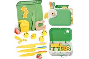 Lullulii Montessori Kitchen Tools for Toddlers,Kids Knife for Real Cooking,Toddlers Knife Set with Storage Box Kids Safe Knives Children Cutting Set for Girl Boy,Montessori Toys for Kitchen Set -Green