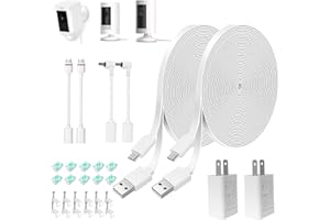 JJMASEE 26FT Power Adapter and Cable for Ring Camera, Ring Stick Up Cam Battery, Ring Spotlight Cam Battery/Pro/Plus, Blink Outdoor 4 (4th Gen), EufyCam 3C, Weatherproof Charging Power Cord with Charger,2Pack