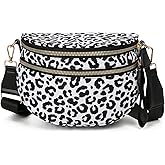 hibear Leopard Print Purse for Women Nylon Spacious Bum Bag Crossbody Waist Bag Fanny Pack Shoulder Bumbags