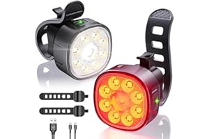Victagen Bike Lights Kit 9LED Bike Headlights High & Low Beams, Ultra-Light and Bright Bicycle Lights, Waterproof Bike Lights for Night Riding, USB-C Bicycle Front and Rear Lights