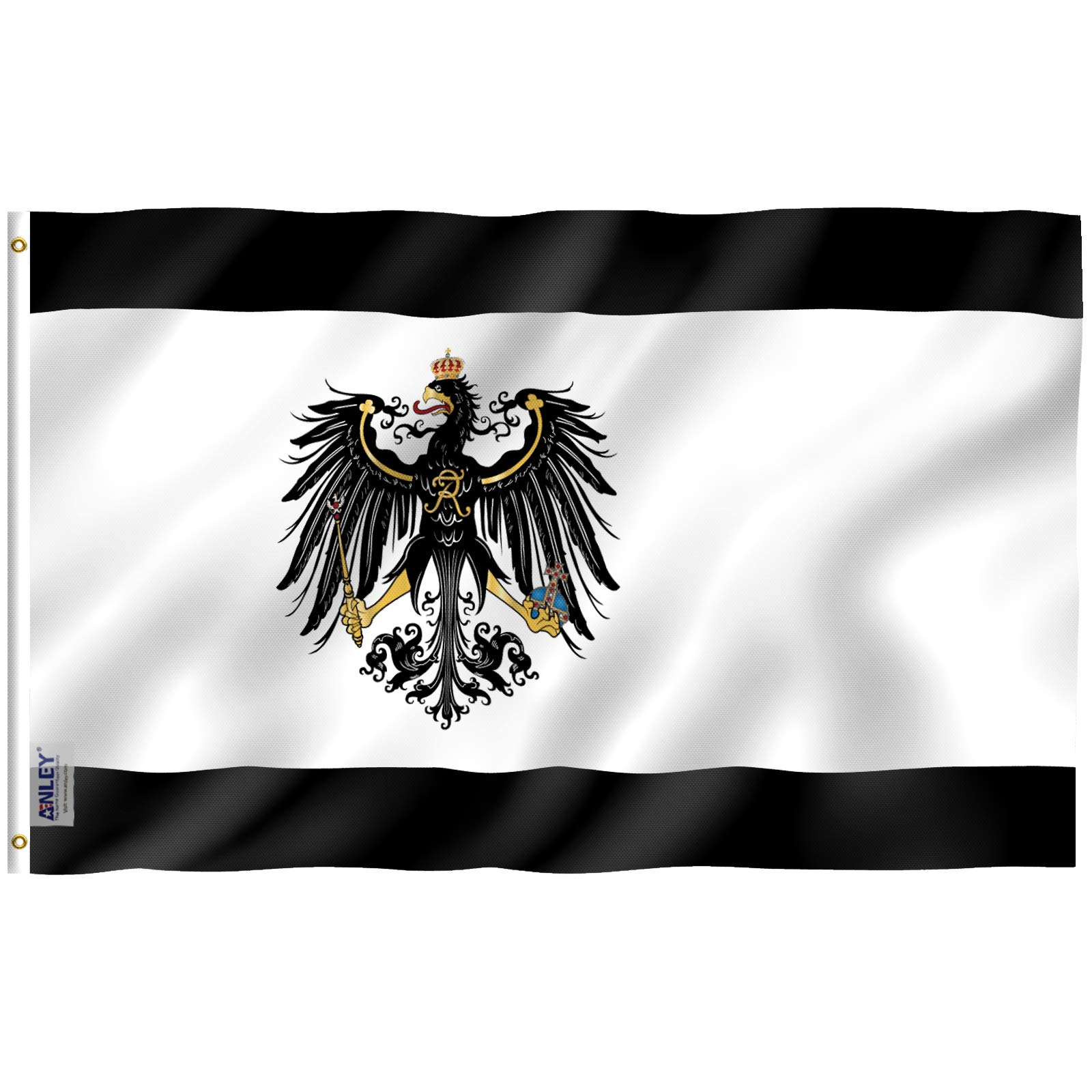 ANLEY Fly Breeze 3x5 Feet Prussian Flag - Vivid Color and UV Fade Resistant - Canvas Header and Double Stitched - German Kingdom of Prussia Flag Polyester with Brass Grommets 3 X 5 Ft