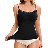 Nebility Compression Tanks for Women Tummy Control Shapewear Tank Top Seamless Body Shaper Lace Cami Camisoles