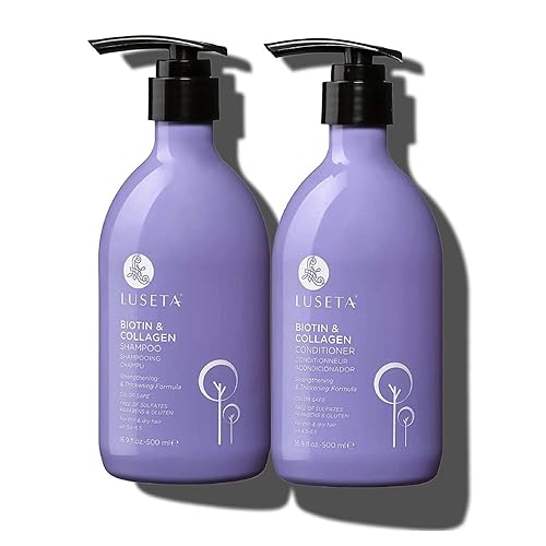 Luseta Biotin Shampoo and Conditioner for Hair - Thickening Shampoo for Thinning Hair - Infused with Argan Oil to Repair Damaged Dry Hair - Sulfate Free Paraben Free-2 x 16.9 fl oz