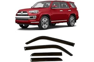 OLLTOZ 2010-2024 Tape-On Side Window Visor Deflectors for Toyota 4Runner SR SR5 Trail Limited Smoke Tinted Rain Guards