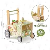 ROBURD Farm Themed Baby Walker Wooden Toddler Push Toy with Adjustable Height view 6