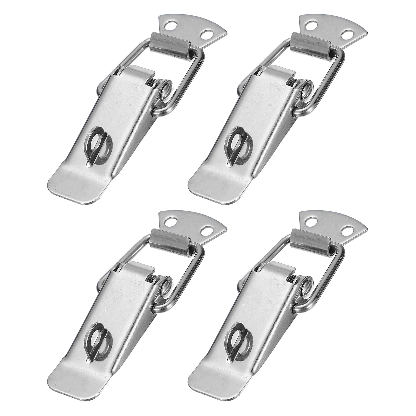 PATIKIL Stainless Steel Spring Loaded Toggle Latch 4.3 Inch, 4Pcs Latch Catches Hasp Clamp Clip with Hole for Case Box Chest Trunk Toolboxes Cabinet, Silver Tone