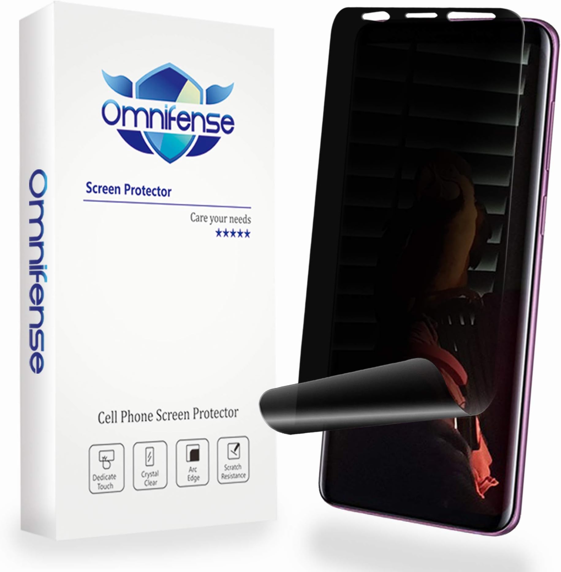 Galaxy S9 Plus Screen Protector Privacy 2-Way Anti Spy (2 Pack) Full Coverage Full Adhesive Glue Nano Shield 3D Curve Fit Soft Film (NOT Tempered Glass) for Samsung S9+ with 1-Pack Back Skin Protector