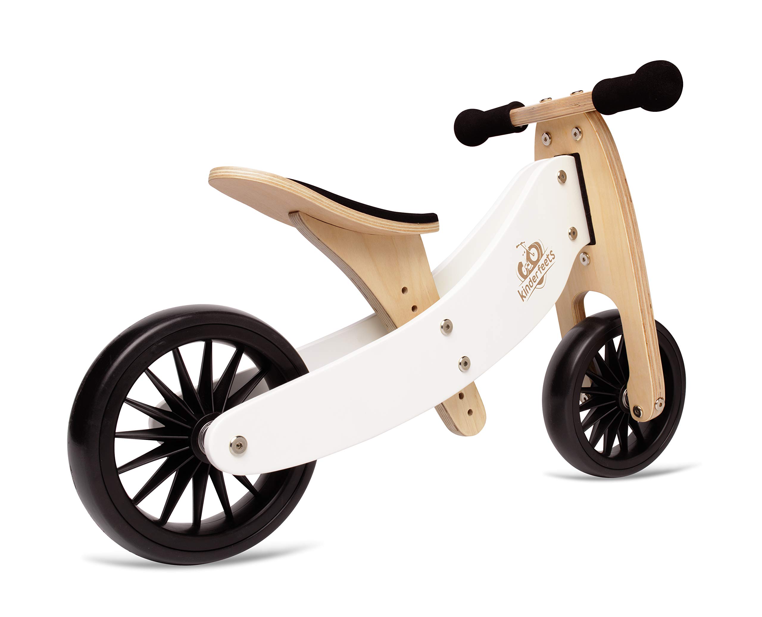 Kinderfeets New, Kids Tiny Tot Plus Balance Bike, Adjustable Seat, Puncture Proof Tires, Pedal-Free Training Bicycle for Children and Toddlers Ages 18 Months and up (White)