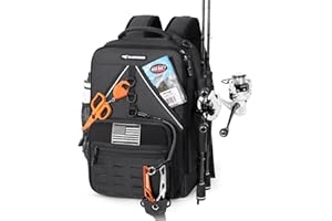 KastKing KarryAll KastMate Fishing Tackle Backpack,Water-Resistant Tackle Bag With 2 Rod Holders,Fishing Gear and Equipment With Large Gear Storage,Black