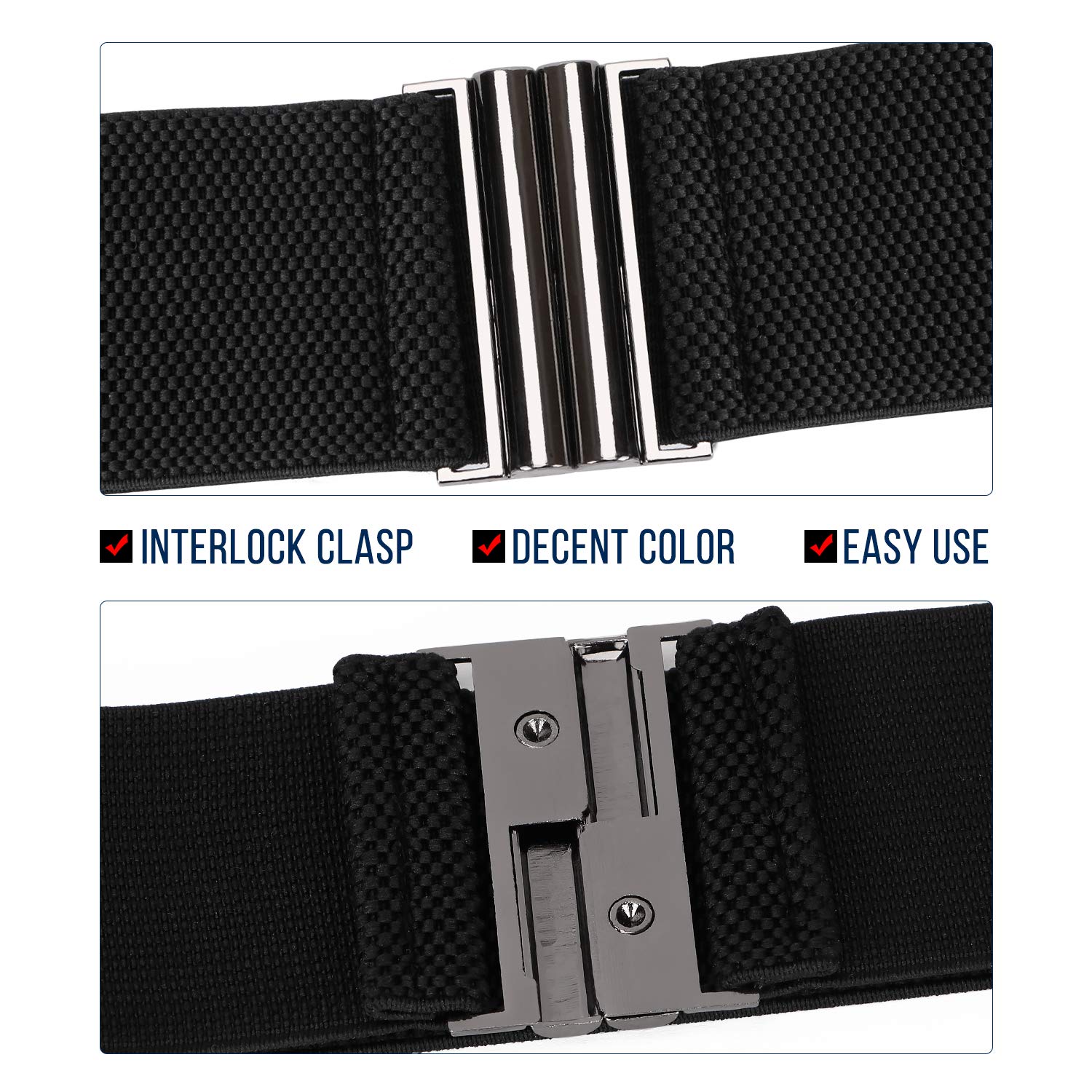 Women Vintage Elastic Wide Waist Belt Stretchy Trimmer Waistband for Dress