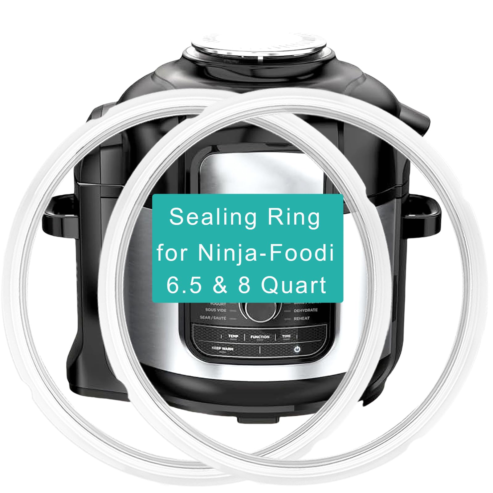 Photo 1 of 2-Pack Original Sealing Ring for Ninja Foodi 6.5 Quart & 8 Quart, Silicone Gasket Replacement Parts for Ninja Foodi Air Fryer, FD401/FD302/OS401/OS301/OP401/OP30