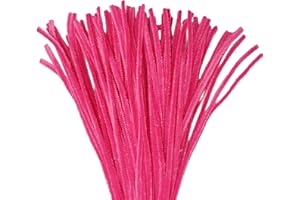 FEATUMAN Dark Pink Chenille Stems Pipe Cleaners, 12 Inch Colored Pipe Cleaners Pastel Craft Supplies, 200 Pcs Pastel Pipe Cleaners for Crochet Projects, Holiday Wreath, Make Dolls Craft Project