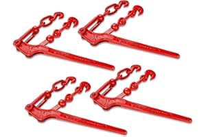 ENJ LASHING ENJ 4 Pack Lever Load Binder with 2 Grab Hooks, for 5/16 Or 3/8 Grade 70 Transport Chain, Lever Binder with 5,400 Pound Working Load Limit,