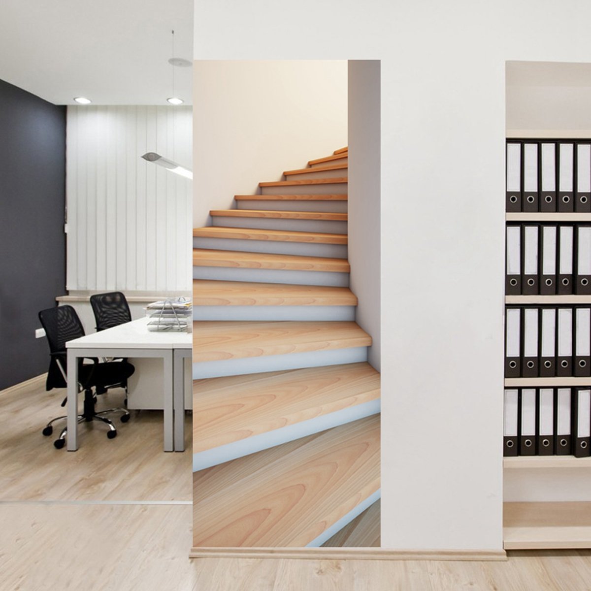 Aufkleber PANGUN 200X77Cm 3D Stairway Door Wall Fridge Sticker PVC