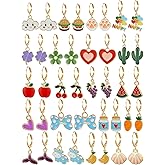 Girls Hypoallergenic Huggie Hoop Earrings with Charm Cute Small Dangle Hoop Earrings Set (10-20 Pairs)