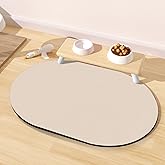METEOROCK Pet Feeding Mat – 20''x12'' Absorbent Dog Food Mat, Pet Water Mats Protect Floor, No Stains Quick Dry Water Bowl Mats, Non-Slip Rubber Base Pets Placemats for Food, Beige