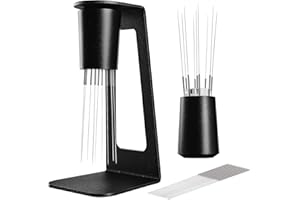 PUSEE Espresso Coffee Stirrer,WDT Distribution Tool 9 pin Coffee Stirring Tool for Espresso Distribution 0.25mm Thick Spring Wires Anodized Aluminum Handle