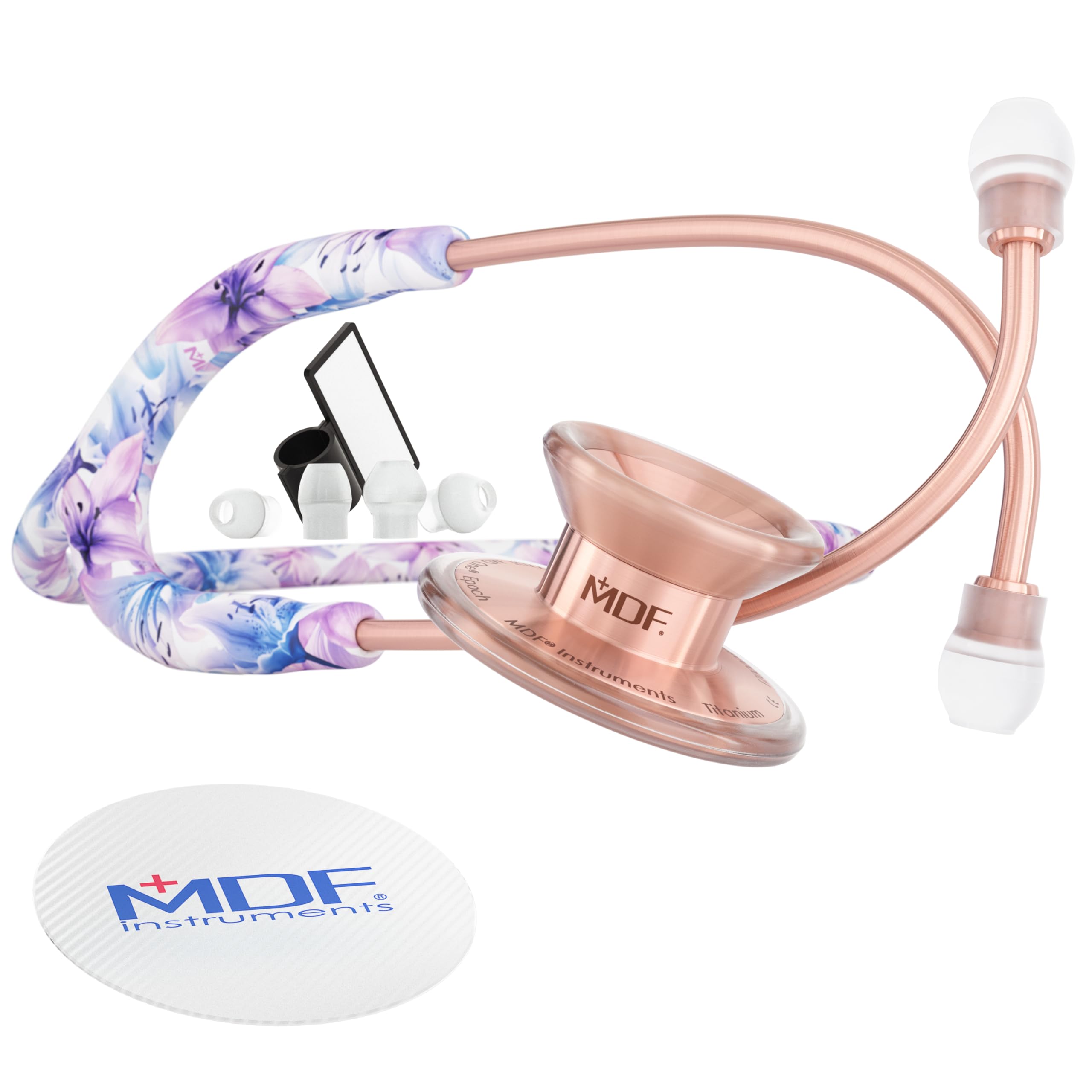 MDF Instruments, MD One Epoch Lightweight Titanium Stethoscope, Adult, Monet Tube, RoseGold Chestpieces-Headset, MDF777TMORG