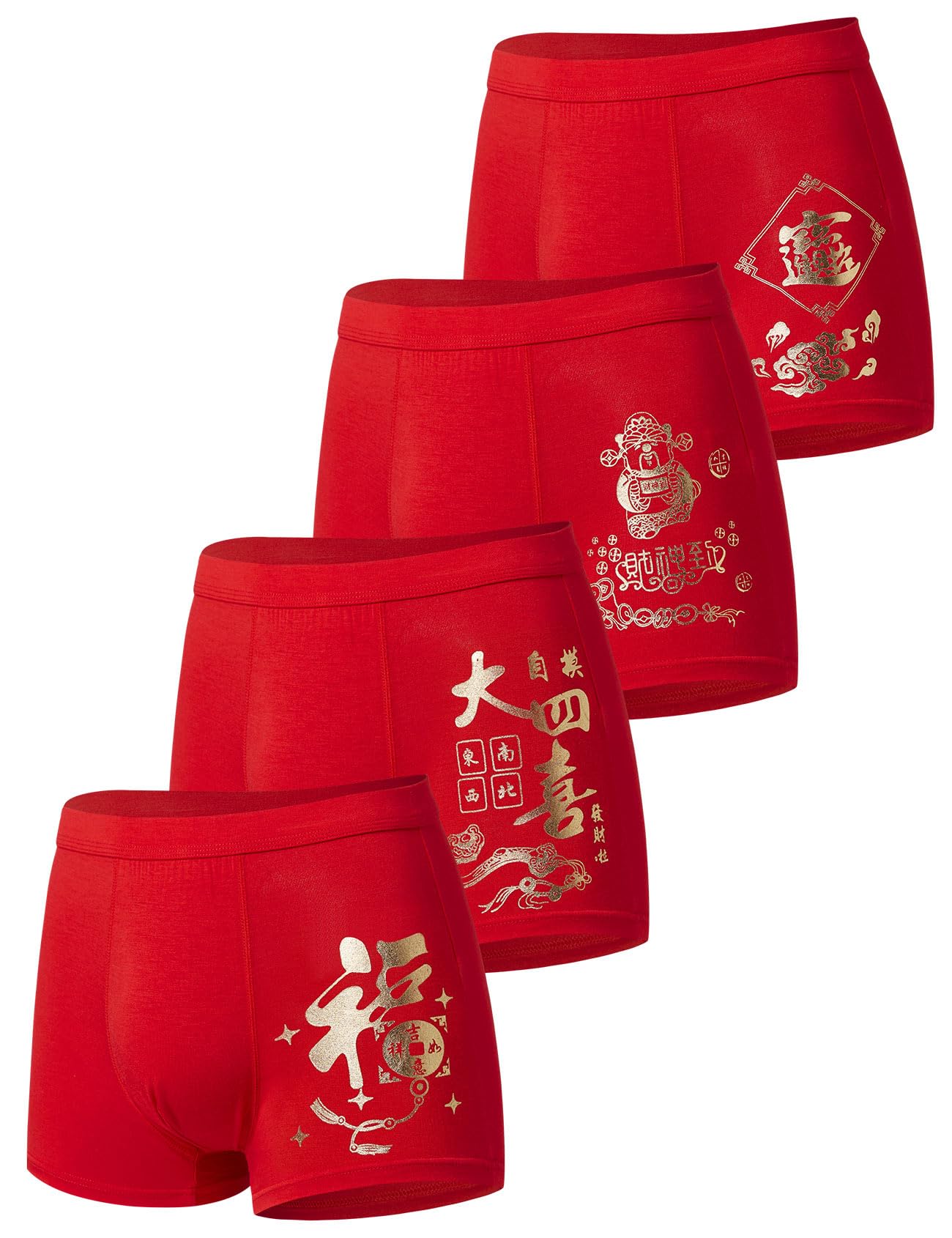 Photo 1 of youlehe Men's Underwear Soft Bamboo Viscose Boxer Briefs Stretch Trunks Pack (X-Large, Lucky Red 01)