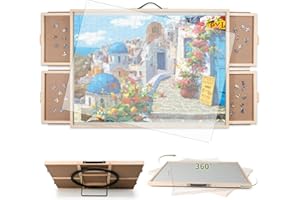 BuilderButler 2-in-1 Tilting & Rotating Puzzle Board, Portable Puzzle Table with 4 Drawers Cover,34.25" x 25.2" for 1500 Piec
