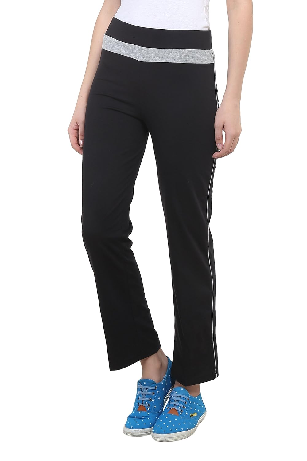 vimal black cotton blend trackpant for women
