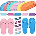 Tbestmax 24 Pair Disposable Flip Flops, Random Color Foam Slippers for Foot Spa Pedicures in Kid Party with 24 Pair Toe Separators Bulk