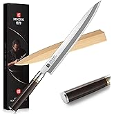 XINZUO 11 Inch Yanagiba Knife X7Cr17MoV Forged Steel, Sashimi Sushi Knife Stainless Steel, Single-edged Blade, Chef Knife for Fish Filleting,Slicing-Ebony Wood Handle-Betula Wooden Sheath