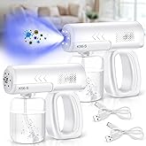 Qualirey 2 Pack Rechargeable Atomizer Sprayer Gun Handheld Nano Spray Cordless Steam Large Capacity Electric Fogger Machine for Car School Home Hotel, 1200mAh