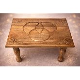 Tribe Azure Fair Trade Small Altar Table, Meditation Altar, Puja, Wood Wiccan Buddhist Table, Tea Japanese, Small Low Side Dragon (Eternal Circle of Life)